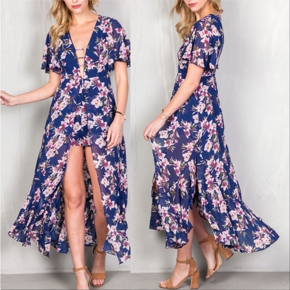 . Pants - 'GIRLY GIRL" FLORAL MAXI ROMPER
